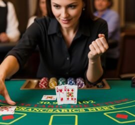 Woman Splitting Her Blackjack Hand