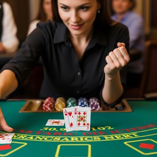 Woman Splitting Her Blackjack Hand