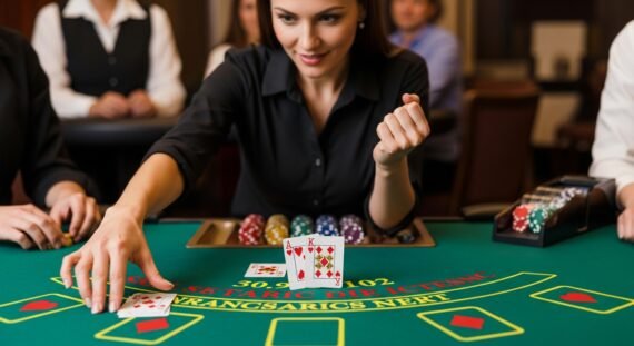 Woman Splitting Her Blackjack Hand