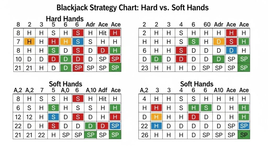 Chart Showing Hard Hands vs Soft Hands in Blackjack