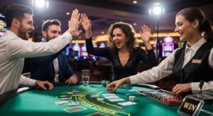 Players Celebrating Blackjack Win