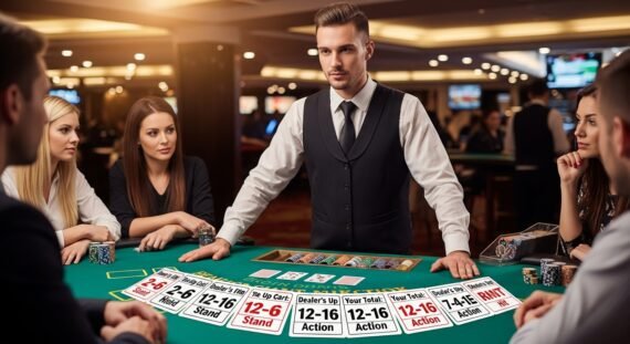 Blackjack Dealer Showing Players Simplified Odds
