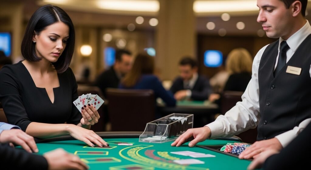 Blackjack Player Counting Cards in a Casino at a Blackjack Table