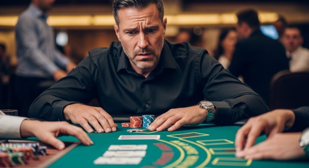 Blackjack Player Frowning