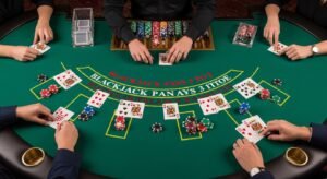 Blackjack Table Showing Variety of Hands Dealt