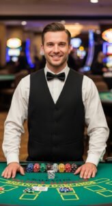 Smiling Male Blackjack Dealer