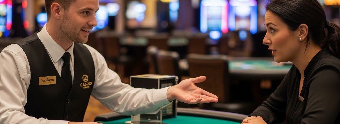 Dealer Teaching Player Basic Blackjack Skills