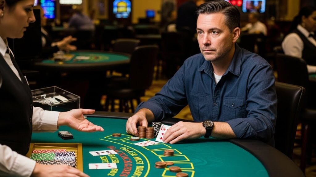 Blackjack Player Playing at a Penny Limit Table