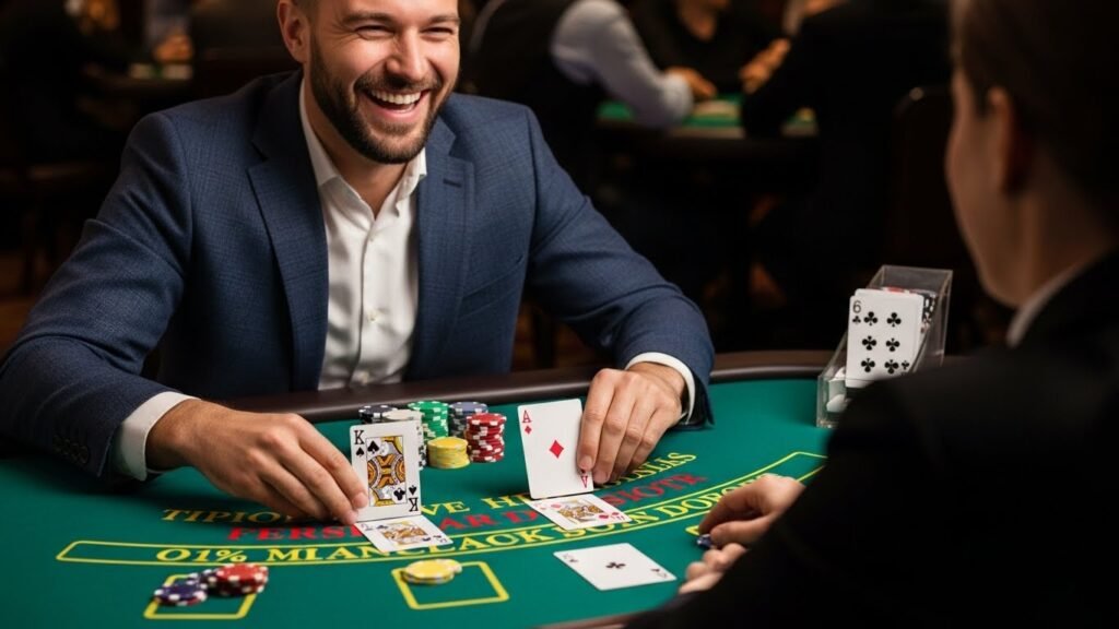 Blackjack Player Splitting 10's and Laughing