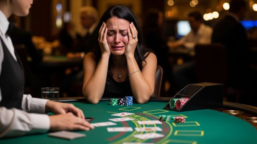 Blackjack Player Crying Over Her Bad Luck