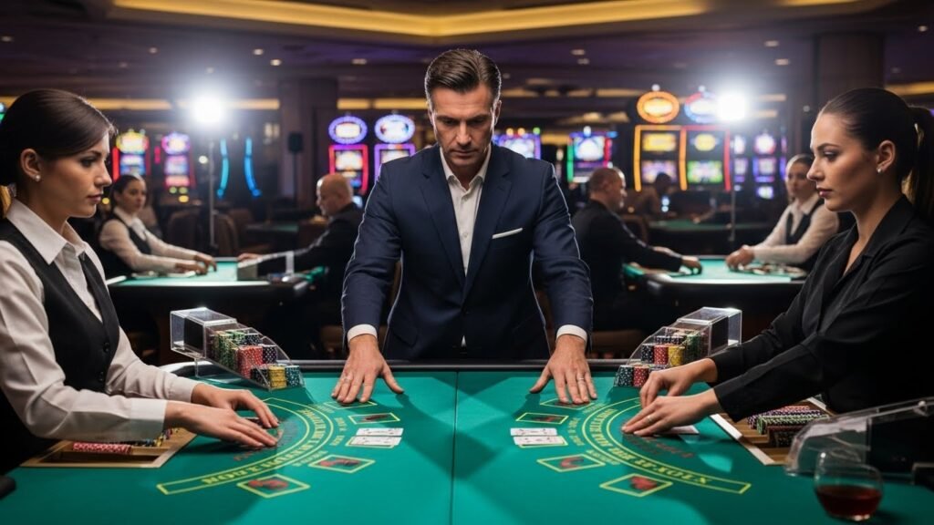 Blackjack Player Gambling at Two Blackjack Tables at Once