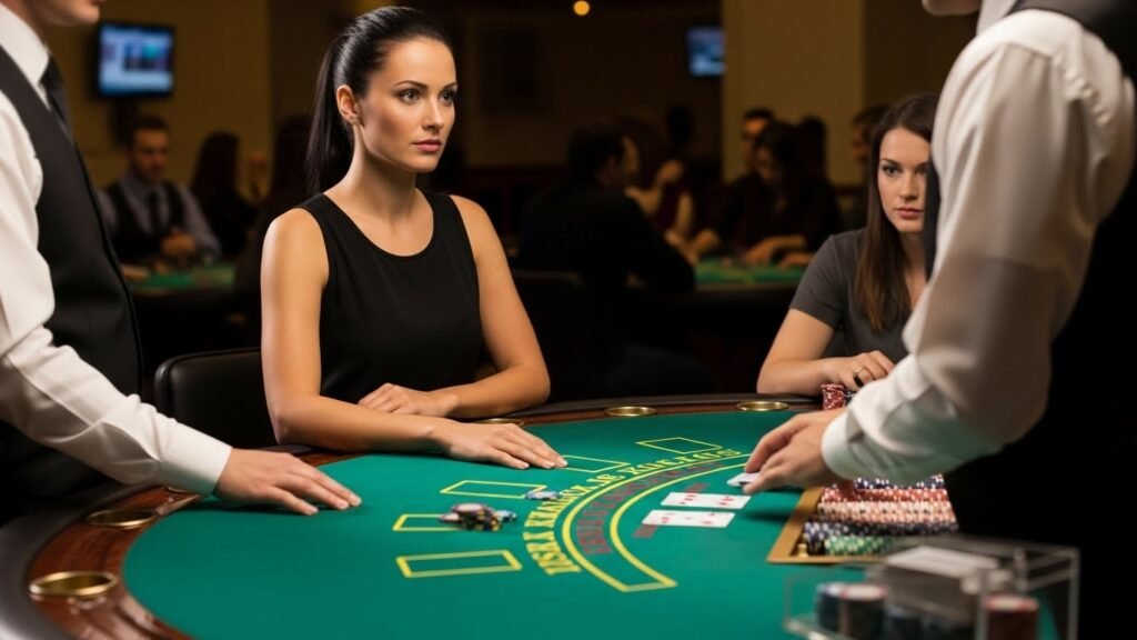 Blackjack Player Standing on Her Hard 16 Hand