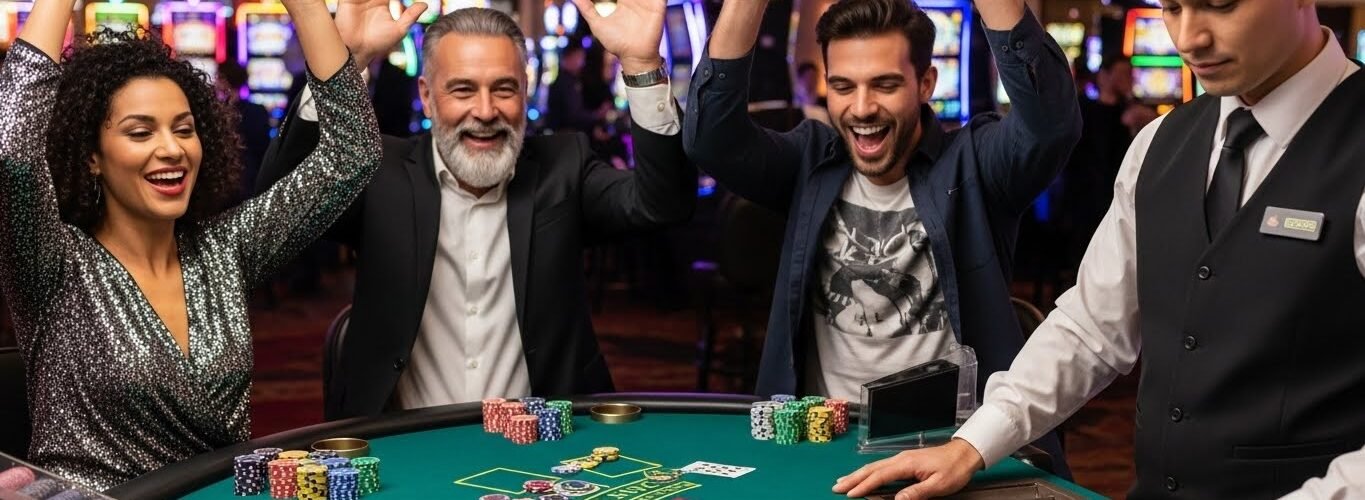 Blackjack Players Jumping Up and Down After Winning